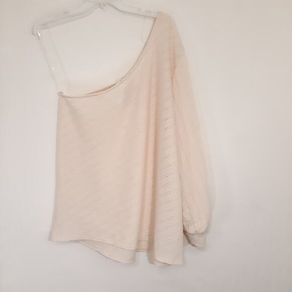 NWT Perfectly Priscilla One Shoulder Knit Feeling Frisky Top Ivory Cream Sz 3XL - Picture 5 of 7